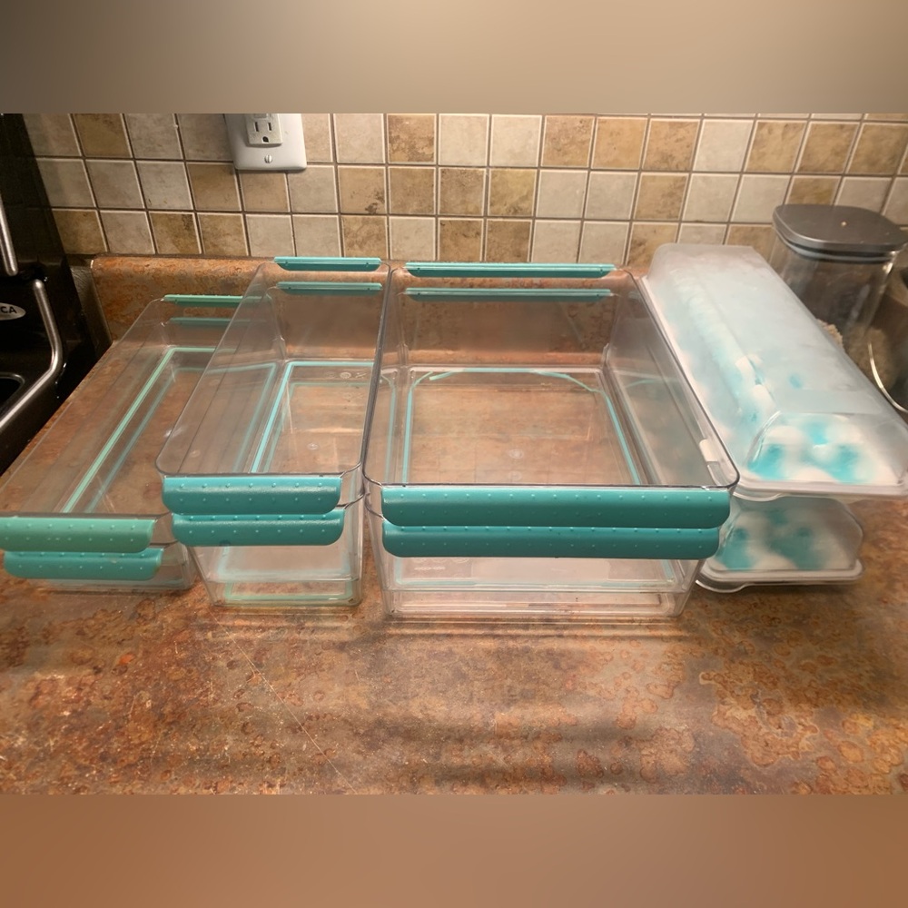 Madesmart Teal Bins 10 pieces- USED